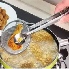 Frying Mesh Colander Quick Strain Stainless Steel Tong Colander