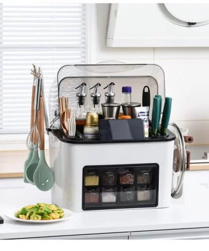 Double Kitchen Spice Box Set Combination Plastic Salt Shaker Seasoning Storage Box with tool holder