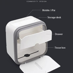 Wall-Mounted Toilet Paper Box Double-Deck Multi-Function Shower Room Tissue Box