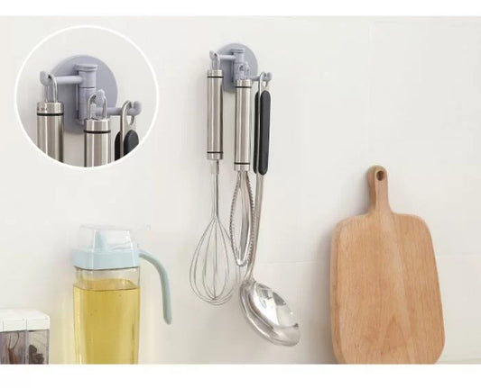 Strong Rotating Punch-Free Hook Sticking Door Hook Bathroom Kitchen Shelf Storage Plastic Hook