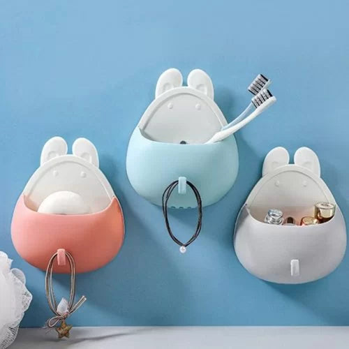 Wall Mount Toothbrush Holder Shelf Cute Razor Holder Bathroom Storage Rack