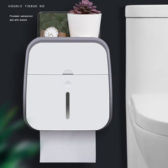 Wall-Mounted Toilet Paper Box Double-Deck Multi-Function Shower Room Tissue Box