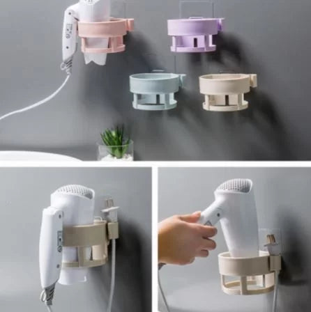 Hair Dryer Holder Plastic – Self-Adhesive Wall-Mounted Hair Dryer Rack