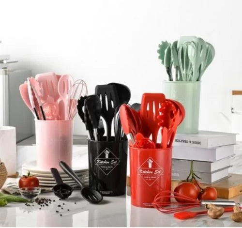 High Grade Cooking Utensil Set with Holder Non-Stick Kitchen Utensils