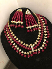 Jewellery Set Red Moti MeraShoq