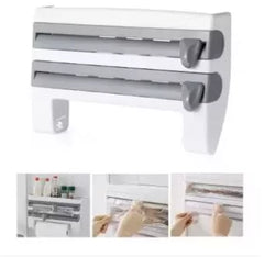 Kitchen Roll Dispenser for Foil Cling Film and Paper Towel White Brown