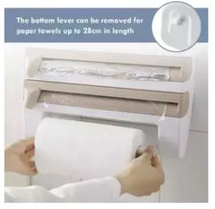 Kitchen Roll Dispenser for Foil Cling Film and Paper Towel White Brown