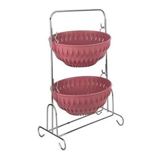 Original LIMON 2 Tier Vegetable Basket with Metal Stand Storage Organizer for Veggies and Fruits