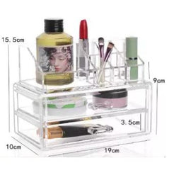 Luxury Acrylic Cosmetic Organizer Makeup Box 2 Drawers