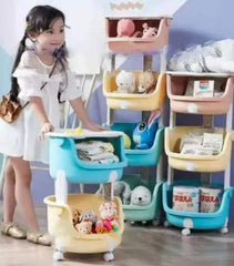 Kids Toy Storage Trolley Organizer 3 Tier Rolling Cart Playful Colors Children Playroom Decor Doll Activity Rack Shelf (Copy)