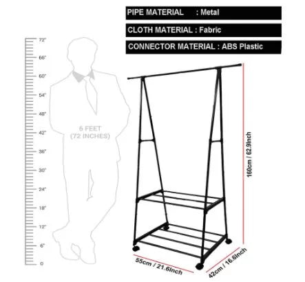 Metal Coat Jacket Hat Hanger – Multifunction Stand Organizer – Black