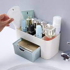 Multifunctional desk top finishing storage box plastic makeup organizer home jewelry shelf with drawer