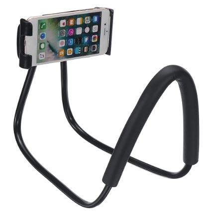 Flexible Mobile Phone Holder Necklace Long Arm Lazy Bracket Smartphone Holder Stand – Black