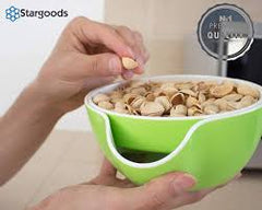 Nuts Double Dish, Pistachio Bowl, Snack Serving Dish, Double Peanut Bowl With Seeds Storage