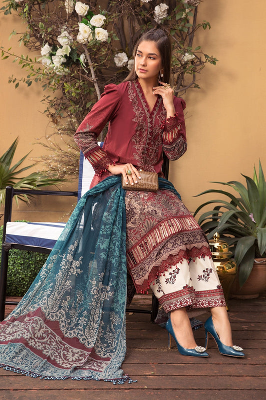Maria B- Secret Garden Embroidered Lawn Suit by M Prints- 7B