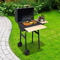 New Trolley Outdoor Charcoal BBQ Grill Patio Outdoor barbecue Garden Heating Heat Smoker – Black