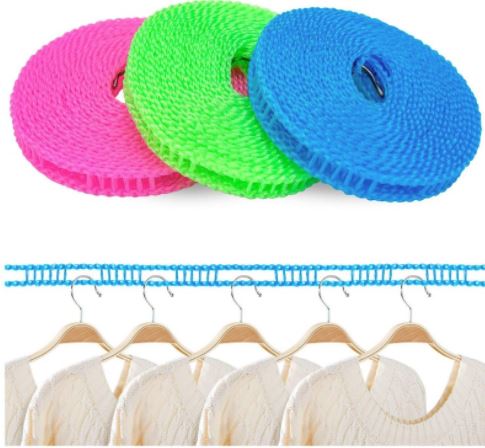 Plastic Cloth Hanging Rope Clothesline Adjustable for Indoor Outdoor Laundry Clothesline – 5 Meters