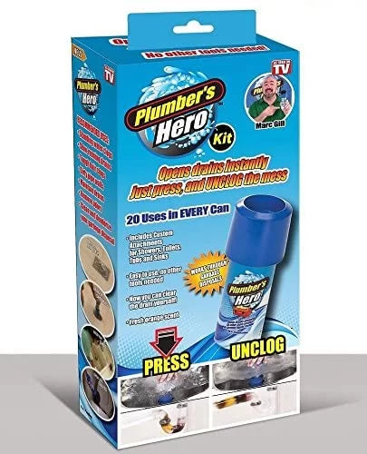 Plumber’s Hero Kit – Unclog Drains Instantly – 20 Uses in Every Can