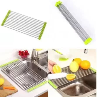 Roll Up Dish Drying Rack Sink Stainless Steel Kitchen Folding Rack Over Sink Dish Drainer