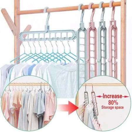 Pack of 5 – 9 Hole Space Saving Hanger Multi-Function Rotatable Hanger for Drying Clothes Organizer