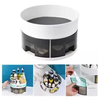 Rotating Spice Seasoning Jar Glass Cruet Set BBQ Pepper Salt Shakers Paprika Bottle Kitchen Storage Rack Jar