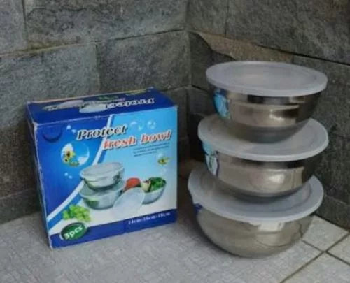 Stainless Steel Airtight Bowls With Lid – Set Of 3
