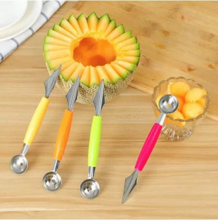 Stainless Steel Fruit Carving Knife, Slicer & Scooper 2 in 1 – Fruit Digger & Slicer Knife