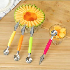 Stainless Steel Fruit Carving Knife, Slicer & Scooper 2 in 1 – Fruit Digger & Slicer Knife