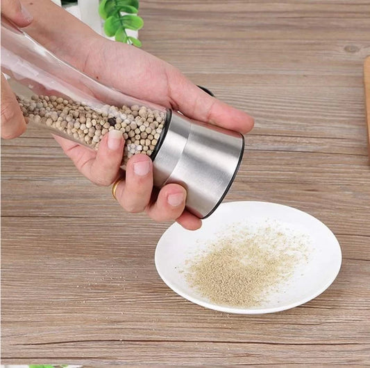 Stainless Steel Glass Ceramic Salt Pepper Mill Grinder – Salt and Pepper Crusher – Spice Rack