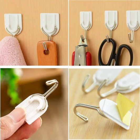 Strong & Powerful Self Adhesive Hooks, Home Storage Wall Door Hook for Hanging n Bathroom, Kitchen, Closet (6Pcs Set)