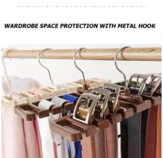 Tie Belt Scarf Rack Organizer Closet Wardrobe Space Saver Belt Hanger with Metal Hook Tie Belt Holder Storage Rack