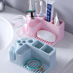 Soap Holder with Toothpaste and Toothbrush Organizer Storage Box