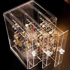 Vertical Drawer Organizer for Stud Earring and Necklace, Dustproof – Clear Acrylic Jewelry Storage Box