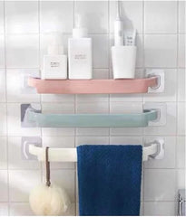 Wall Mounted Self-Adhesive Towel Holder Rack Towel Hanger – Bathroom Towel Bar Shelf Roll Holder