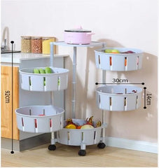 Kitchen Vegetables Storage Basket Shelf Rack Organizer on Rolling Wheels