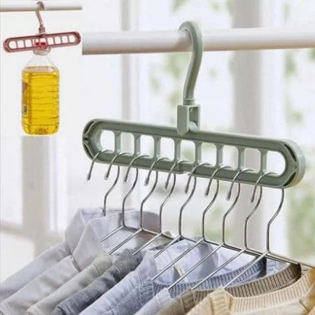 Pack of 5 – 9 Hole Space Saving Hanger Multi-Function Rotatable Hanger for Drying Clothes Organizer