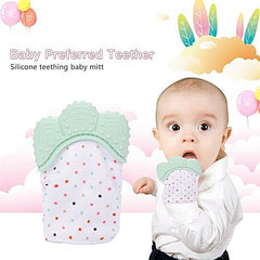 Baby Teething Mittens Self-soothing Pain Relief Glove, Stimulating Teeth Toy, Protective Glove to Prevent Scratches with Travel Bag, Holds Baby’s Hand, Unisex for Babies