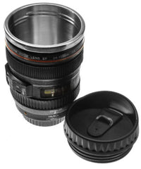 Camera Lens Shaped Mug Coffee Mug With Lid, 350ml