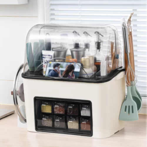Double Kitchen Spice Box Set Combination Plastic Salt Shaker Seasoning Storage Box with tool holder