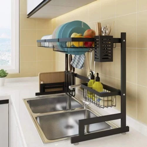 Dish Drying Rack Over Sink Drainer Shelf for Kitchen Drying Rack Organizer Supplies Storage Counter Kitchen Space Saver Utensils Holder