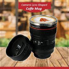 Camera Lens Shaped Mug Coffee Mug With Lid, 350ml