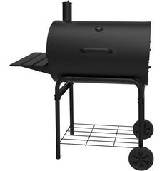 Large BBQ Grill Stand Barbecue Grill Outdoor Garden Heating Heat Smoker With Side Metal Stand – Black