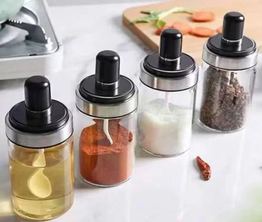 4 Pcs Kitchen Seasoning Spice Jar Storage Rack Condiment Set Organizer Holder