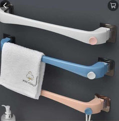 Self Adhesive Towel Hanger Bar Holder Powerful Non-Trace Sticker Bathroom Kitchen Plastic Towel Rail Drill Free
